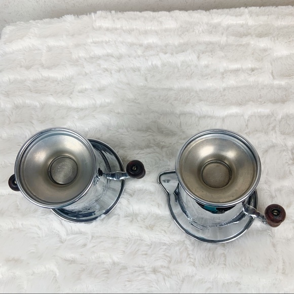 Vintage Faberware silver sugar bowl and creamer wood handles - Picture 7 of 8